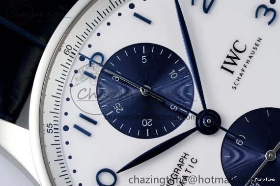 MIROTIME 0206 Portuguese Chrono IW371620 APSF 1:1 Best Edition White Blue Dial on Blue Leather Strap A MultiPurpose 7039